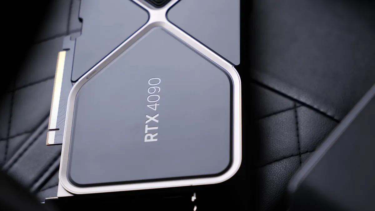지포스 RTX 4090 그래픽카드를 가까이에서 찍은 사진